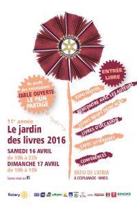 Le jardin des livres avec Nicole Mallassagne. Du 16 au 17 avril 2016 à Nîmes. Gard.  10H00